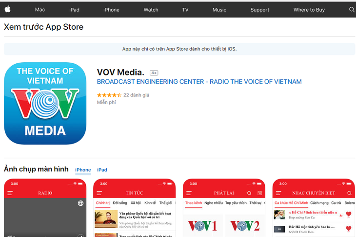 “VOV Media”APP给受众提供本台广播、电视节目及最新资讯 - ảnh 1