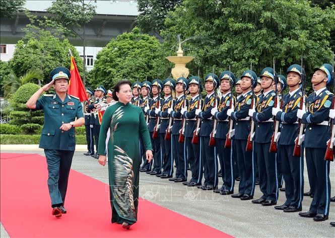 越南国会主席阮氏金银视察防空空军部队 - ảnh 1