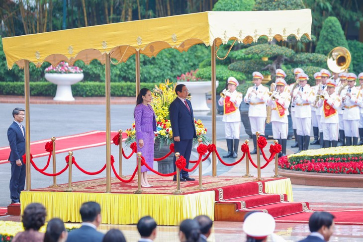 组图：范明政主持仪式，欢迎泰国总理对越南正式访问 - ảnh 1