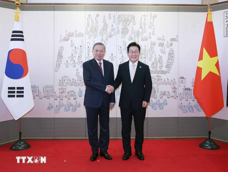 组图：韩国总统李在明为苏林总书记举行隆重欢迎仪式 - ảnh 5