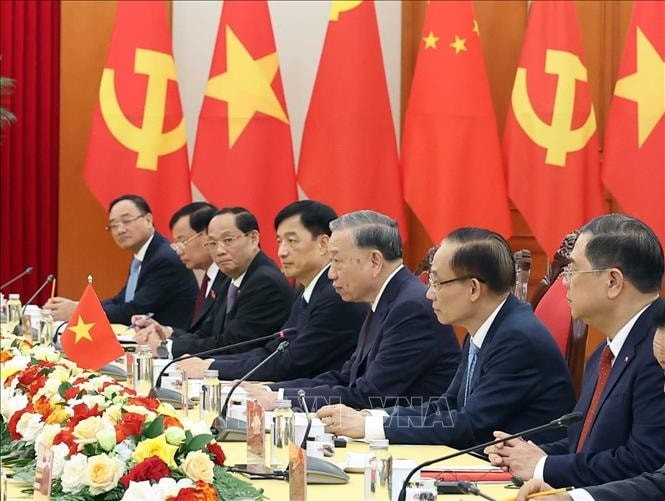 组图：苏林会见中国全国人大常委会委员长赵乐际 - ảnh 2