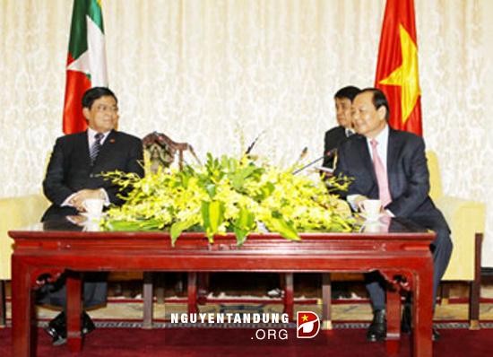 Pimpinan kota Ho Chi Minh menerima Wapres Myanmar Nyan Tun - ảnh 1