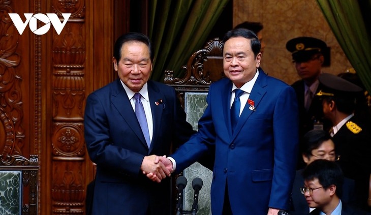 Parlamentspräsident Tran Thanh Man führt Gespräch mit dem Präsidenten des Repräsentantenhauses Japans Nukaga Fukushiro - ảnh 1