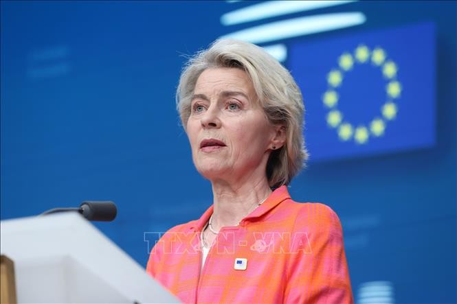 Ursula von der Leyen als EU-Kommissionspräsidentin wiedergewählt - ảnh 1