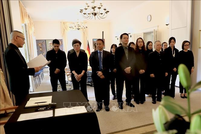 Vietnamesische Botschaft in Deutschland richtet Trauerfeier für ehemaligen Staatspräsidenten Tran Duc Luong aus - ảnh 1