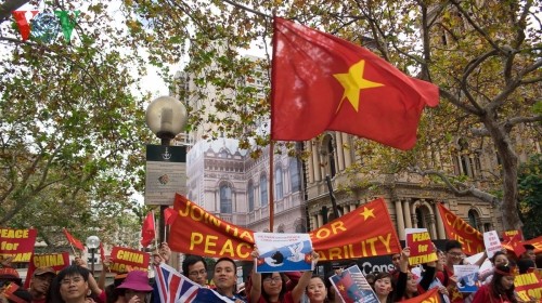 Komunitas orang Vietnam di banyak negara mengadakan rapat umum untuk memprotes tindakan Tiongkok - ảnh 1