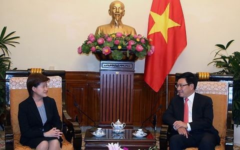 Deputi PM, Menlu Pham Binh Minh menerima Dubes Singapura, Ibu Catherine Wong - ảnh 1