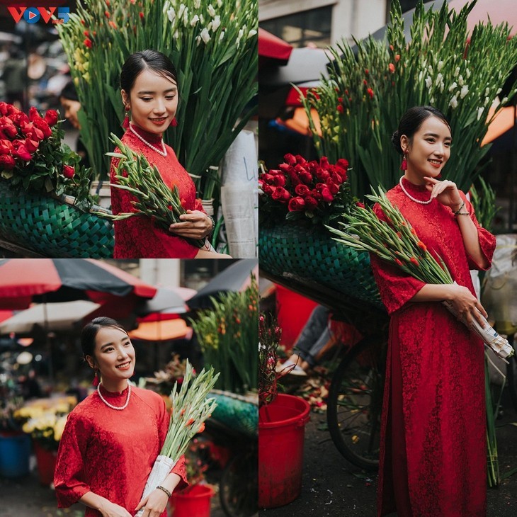 Ao Dai di Jalan pada Musim Semi - ảnh 10