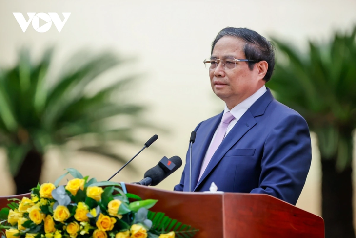 PM Pham Minh Chinh Hadiri Upacara Pengumuman Resolusi Pembangunan Pusat Keuangan Internasional di Vietnam - ảnh 2