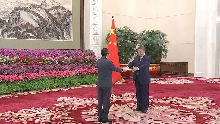 Đại sứ Phạm Thanh Bình trình Quốc thư lên Chủ tịch nước Trung Quốc Tập Cận Bình - ảnh 1