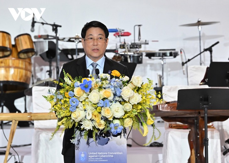 Chủ tịch nước Lương Cường chủ trì chiêu đãi các đoàn tham dự Lễ mở ký Công ước Hà Nội - ảnh 2