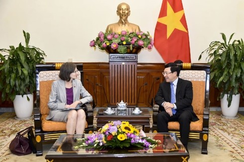 Deputi PM, Menlu Viet Nam, Pham Binh Minh  menerima Dubes Kanada, Deborah Paul - ảnh 1