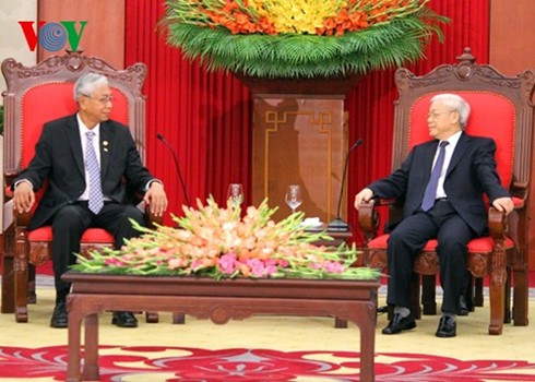 Party leader Nguyen Phu Trong receives Myanmar President Htin Kyaw - ảnh 1