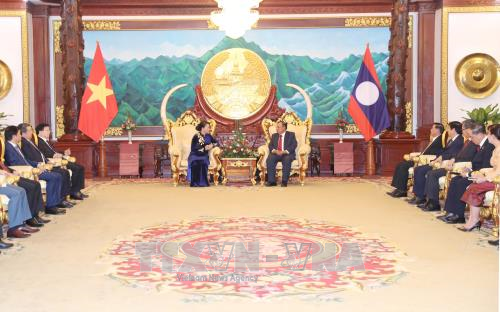 NA Chairwoman pays courtesy visit to Laotian General Secretary, President - ảnh 1