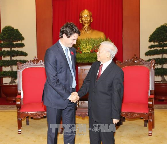 Party General Secretary receives Canadian Prime Minister  - ảnh 1