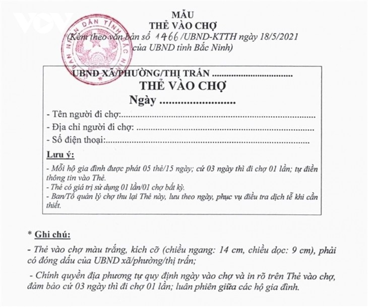 Người dân Bắc Ninh thực hiện đi chợ theo thẻ - ảnh 1