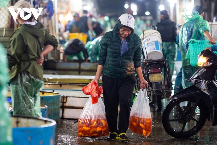 Tấp nập chợ cá Yên Sở trước ngày tiễn ông Táo về trời - ảnh 11