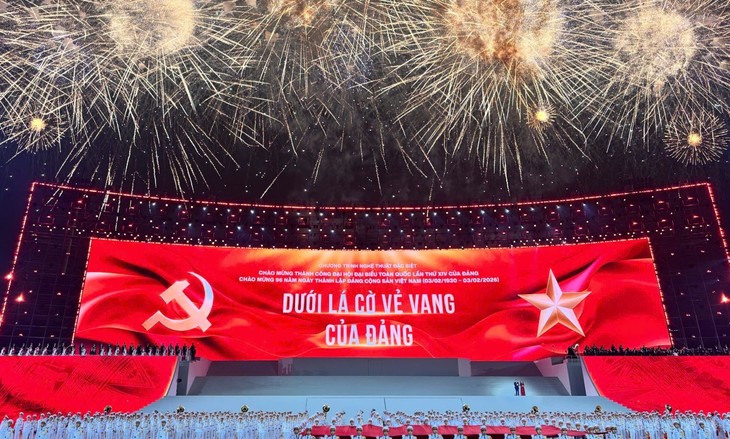 Pháo hoa rực sáng trên bầu trời Thủ đô chào mừng thành công Đại hội XIV của Đảng - ảnh 1