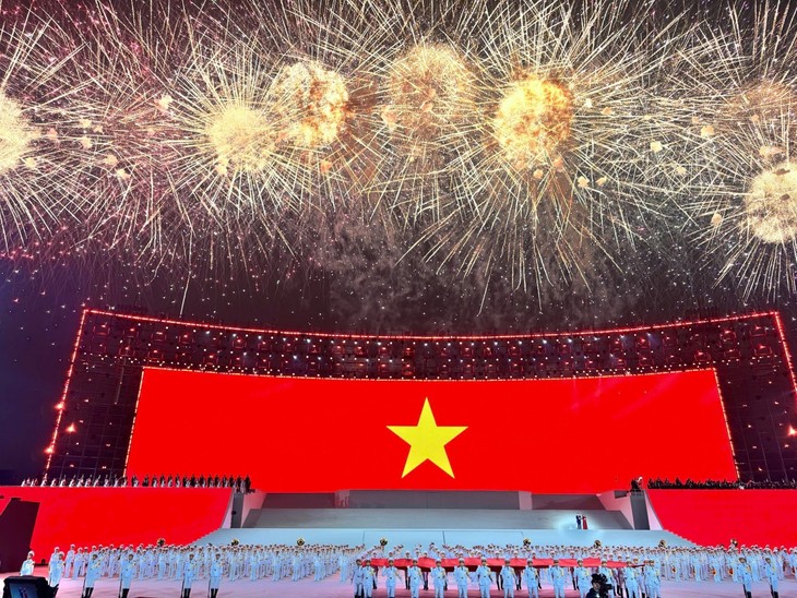 Pháo hoa rực sáng trên bầu trời Thủ đô chào mừng thành công Đại hội XIV của Đảng - ảnh 6