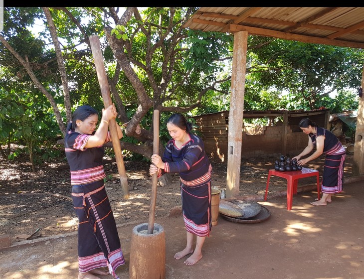 Phụ nữ dân tộc Jrai giã gạo - ảnh 1