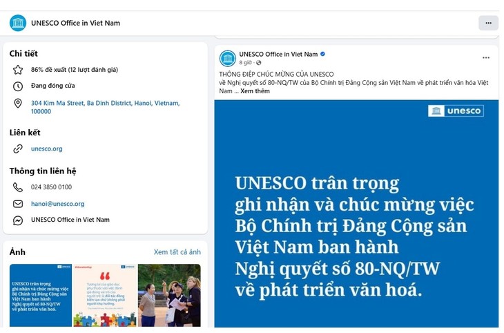 UNESCO đăng thông điệp chúc mừng Nghị quyết phát triển văn hóa Việt Nam - ảnh 1