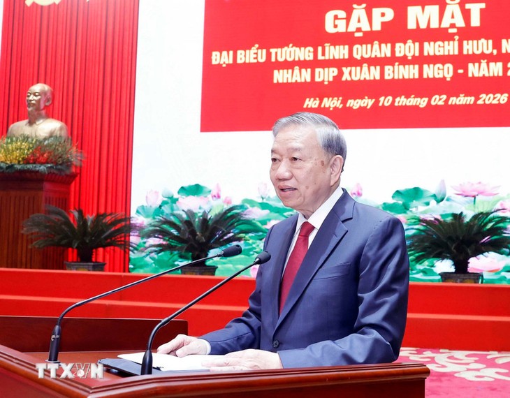 Tổng Bí thư Tô Lâm gặp mặt đại biểu Tướng lĩnh Quân đội nghỉ hưu, nghỉ công tác - ảnh 1