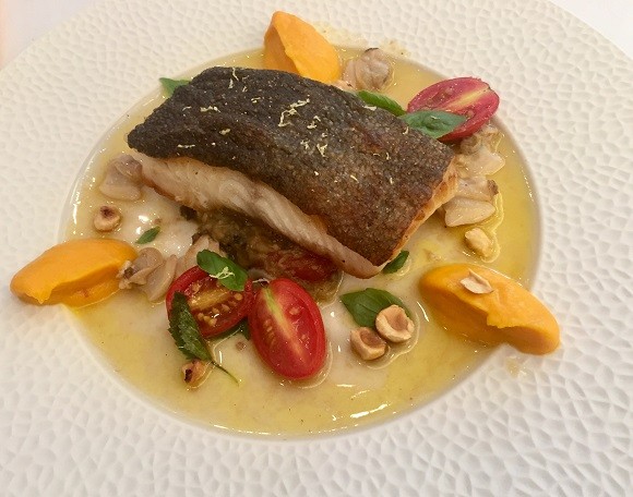 Trout with aubergine caviar, almonds & lemon dressing - ảnh 2