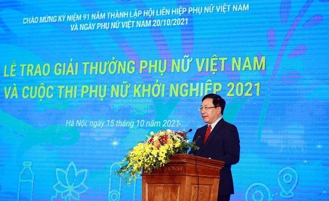  Trao giải thưởng Phụ nữ Việt Nam năm 2021 và các dự án khởi nghiệp tiêu biểu - ảnh 1