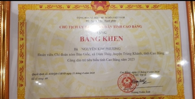 Nguyễn Kim Phương, công dân trẻ tiêu biểu tỉnh Cao Bằng năm 2023 - ảnh 3