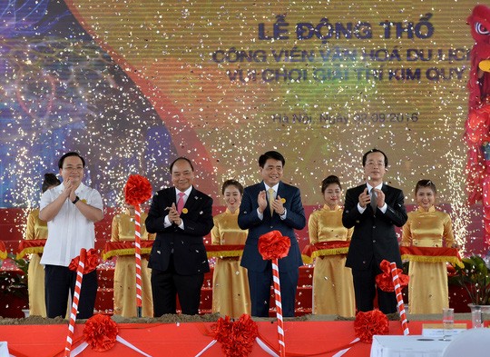 Primer ministro participa en acto de colocación de la primera piedra del parque Kim Quy - ảnh 1