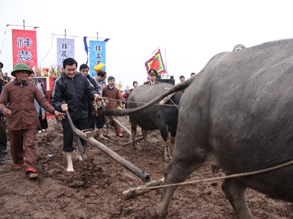 ท่าน Truong Tan Sang ประธานแห่งรัฐเวียดนามเข้าร่วมพิธี Tich Dien Doi Son ปี2012 - ảnh 1