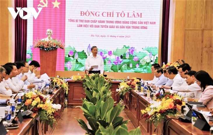 Tổng Bí thư Tô Lâm làm việc với Ban Tuyên giáo và Dân vận Trung ương - ảnh 1