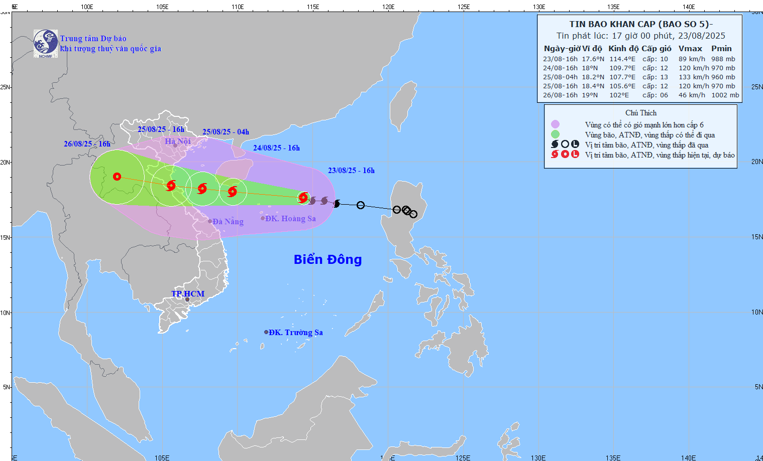 Bão số 5 di chuyển nhanh, cách đặc khu Hoàng Sa khoảng 230km - ảnh 1
