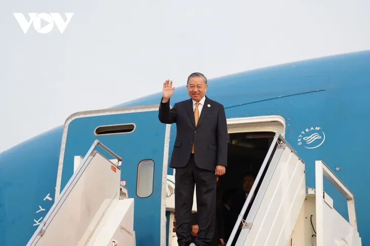 Người dân Campuchia và kiều bào vẫy cờ, hoa chào đón Tổng Bí thư Tô Lâm - ảnh 1