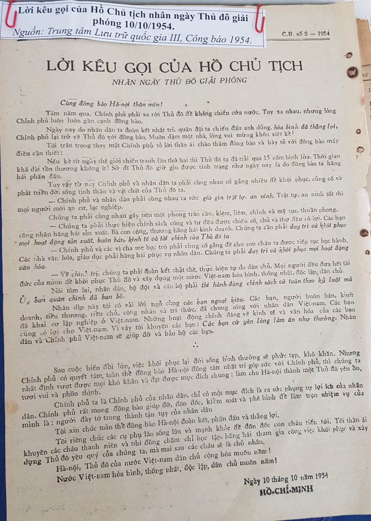 Giới thiệu tài liệu lưu trữ quốc gia về tiếp quản Thủ đô - ảnh 3