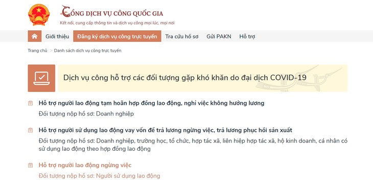 Cổng Dịch vụ công quốc gia có 8 dịch vụ hỗ trợ người lao động và doanh nghiệp - ảnh 1