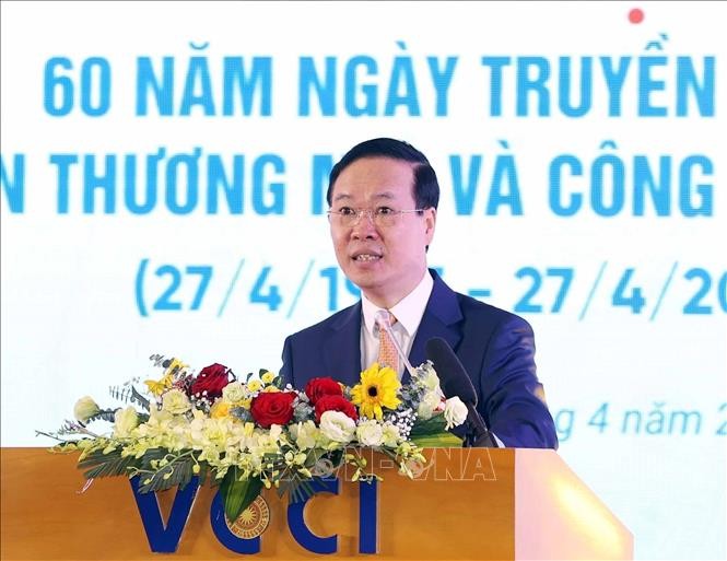 Chủ tịch nước Võ Văn Thưởng dự lễ kỷ niệm 60 năm ngày thành lập VCCI - ảnh 1