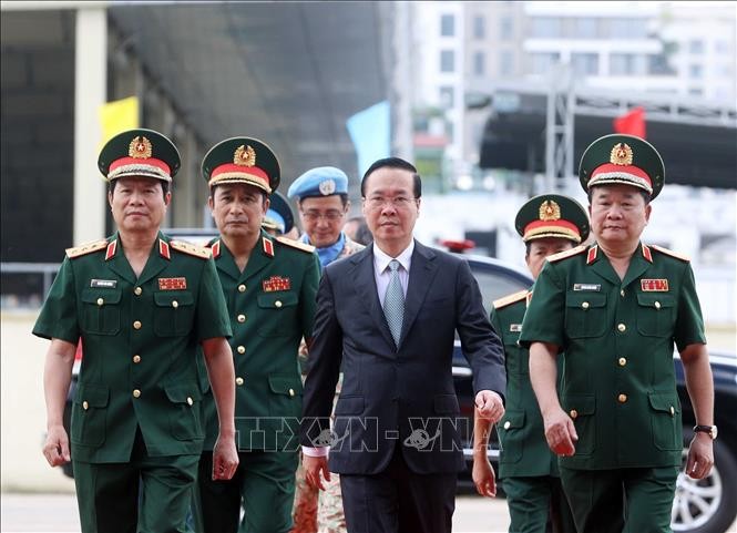 ประธานประเทศเข้าร่วมพิธีส่งกองกำลังรักษาสันติภาพของสหประชาชาติ - ảnh 1