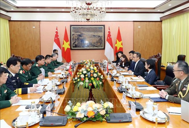 Efectúan decimocuarto Diálogo bilateral sobre Política de Defensa Vietnam - Singapur - ảnh 1