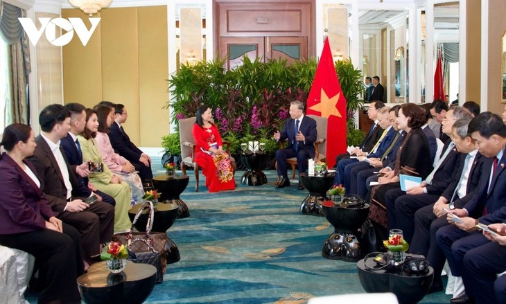 Secretario General del Partido de Vietnam se reúne con líderes empresariales de Singapur - ảnh 1