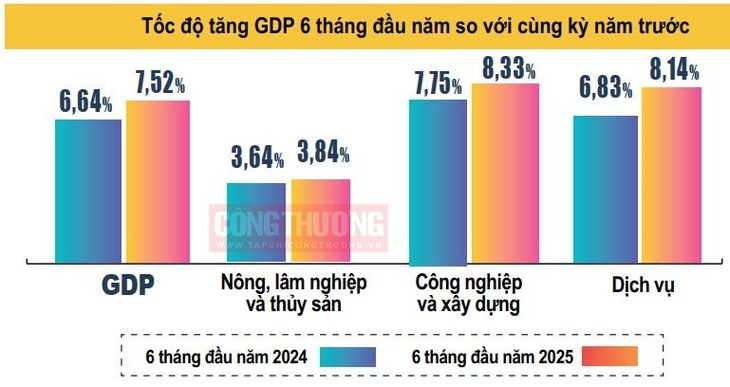 Vietnam registra crecimiento del PIB del 7,52 % en el primer semestre de 2025, el más alto desde 2011 - ảnh 1