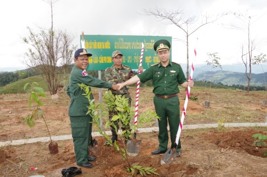 โครงการปลูกต้นไม้มิตรภาพ ณ หลักพรมแดนในสามแยกชายแดนเวียดนาม ลาว กัมพูชา - ảnh 1