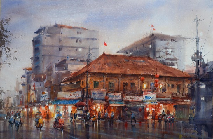 Großartige und lebendige Ho Chi Minh Stadt durch Aquarellbilder von Doan Quoc - ảnh 15