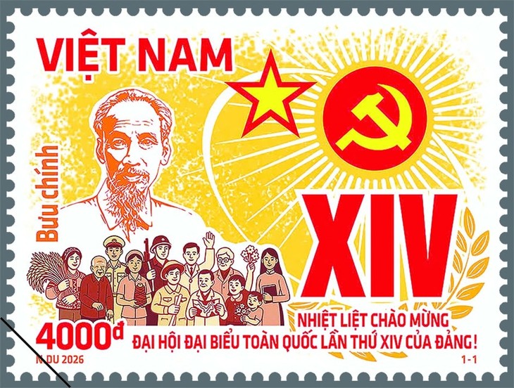 Ausgabe der Briefmarkenserie zur Begrüßung des 14. Parteitags - ảnh 1