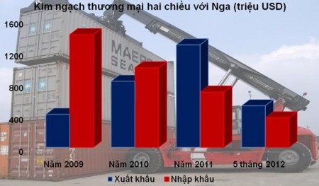 Crece comercio bilateral entre Vietnam y Rusia en 2012 - ảnh 1