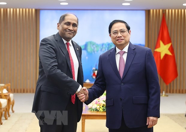 Primer ministro Pham Minh Chinh recibe al embajador de Singapur y al director general de la Fundación Temasek - ảnh 1