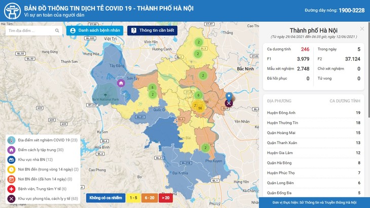 Hanoï lance une “carte d'information épidémiologique Covid-19“ - ảnh 1