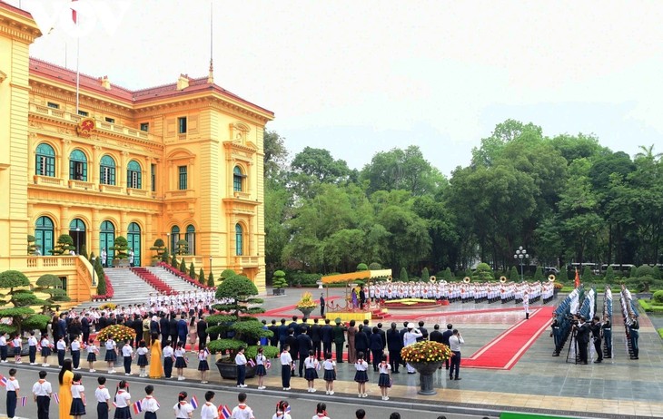 Lễ đón Thủ tướng Thái Lan Paetongtarn Shinawatra thăm chính thức Việt Nam - ảnh 1