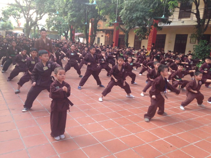 Belajar silat di pagoda- kursus main silat yang bermanfaat untuk pemuda dan anak-anak kota Hanoi - ảnh 1