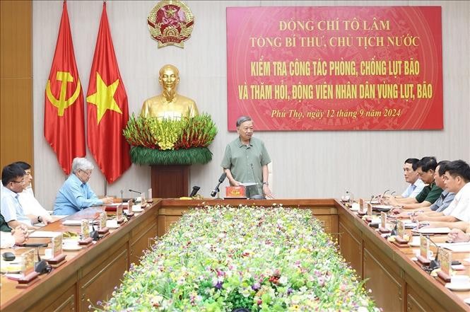 Tô Lâm supervise la gestion des dégâts causés par le typhon Yagi à Phu Tho - ảnh 1